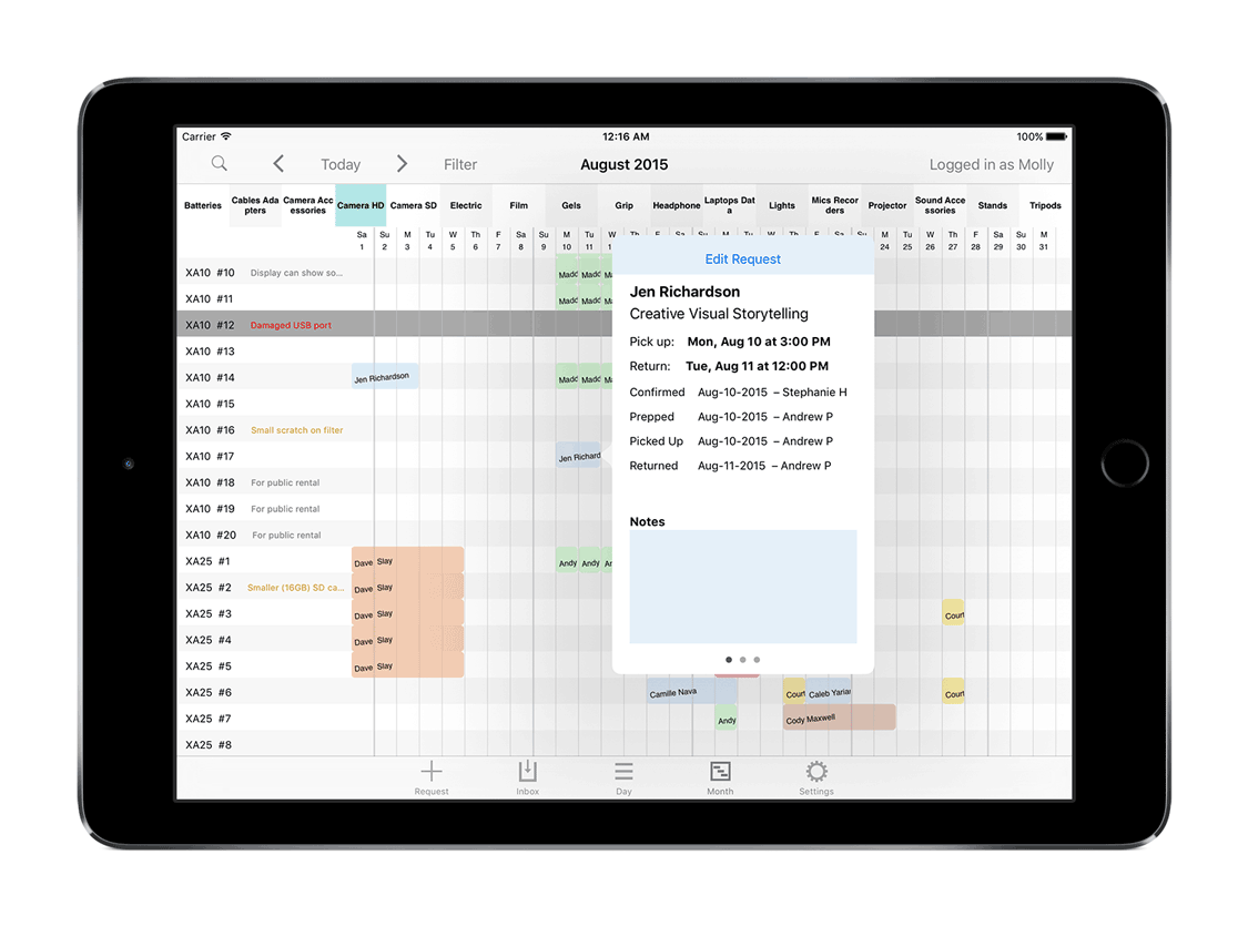 iPad with calendar scheduling app